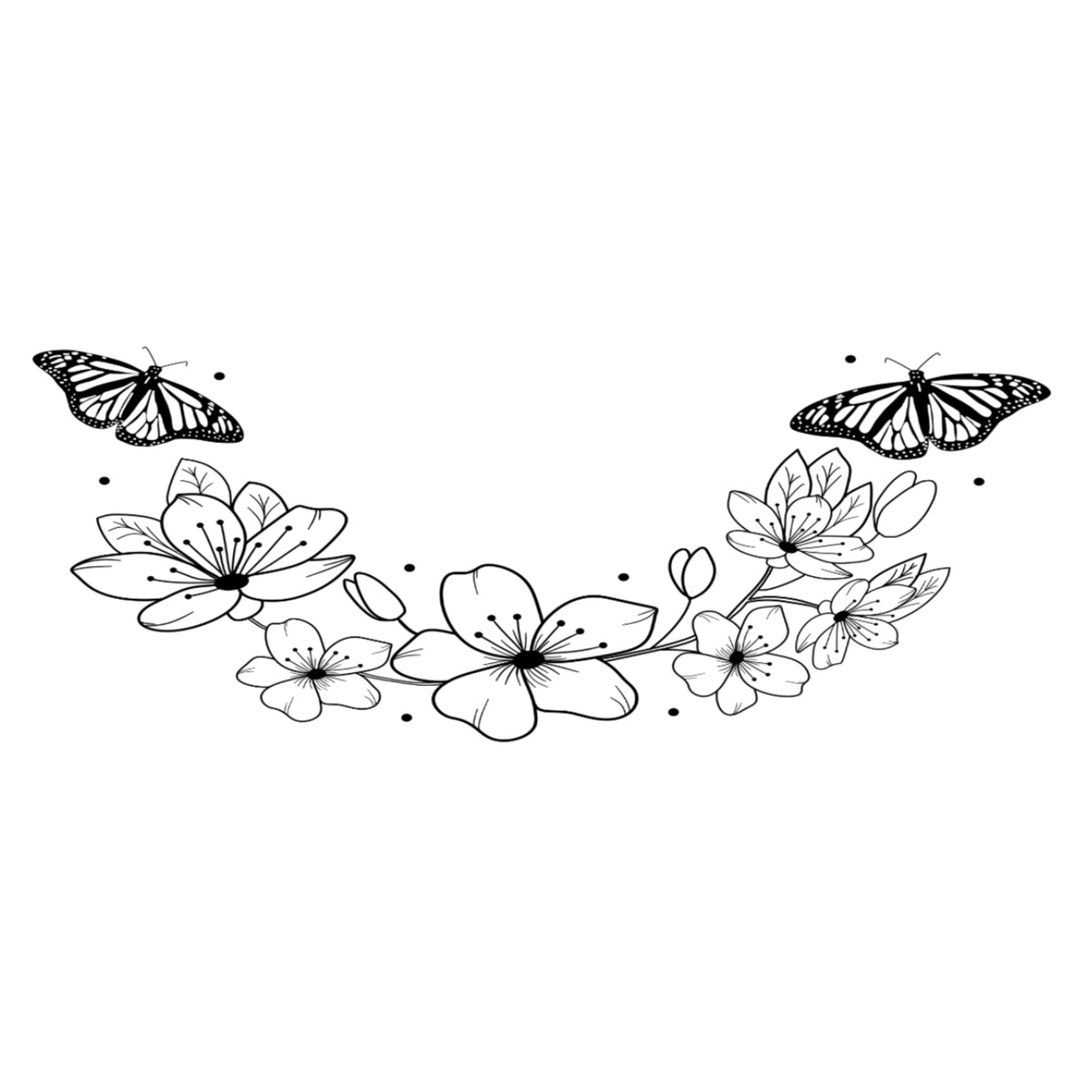Flowers and butterflies design on a white background