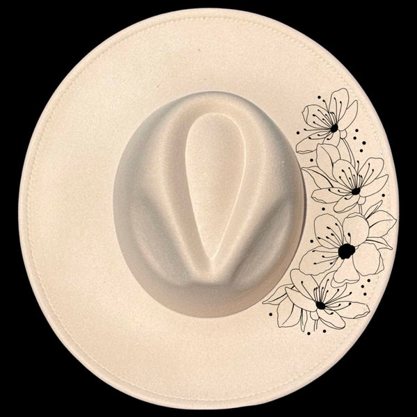 Cherry Blossom Traceable Wide Brim Hat Burning Design – Cool Moon Designs