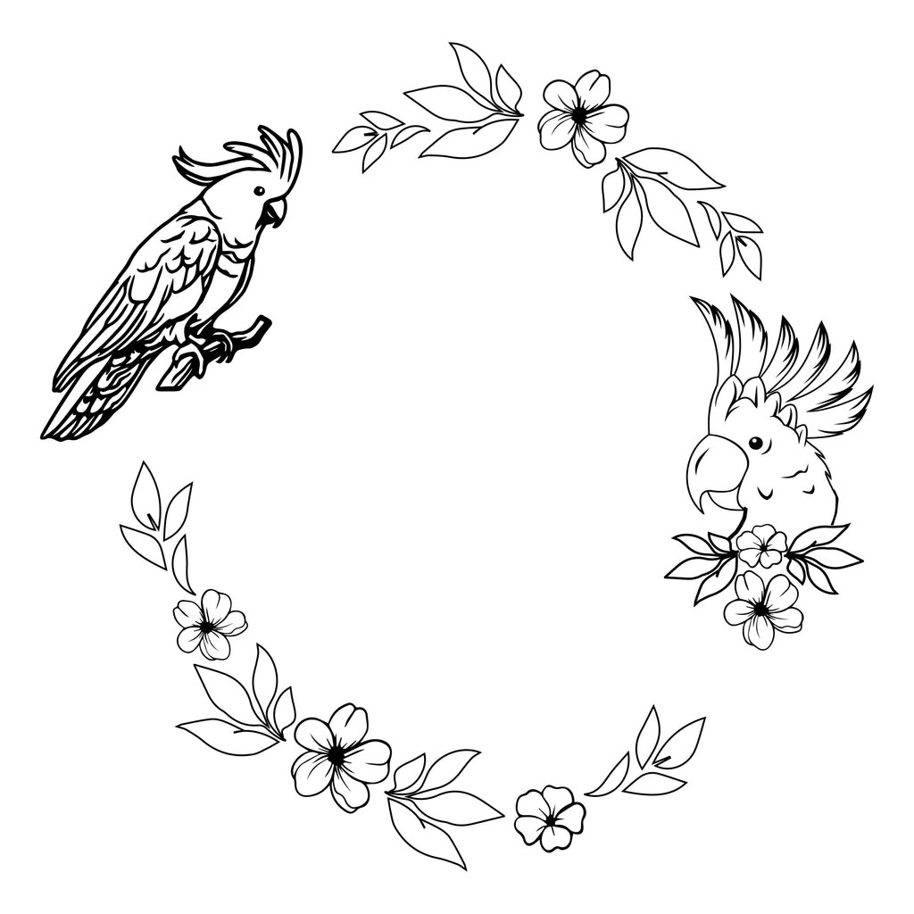 Cockatoo hat burning design on a white background