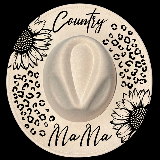 Country Mama digital design on a wide brim hat