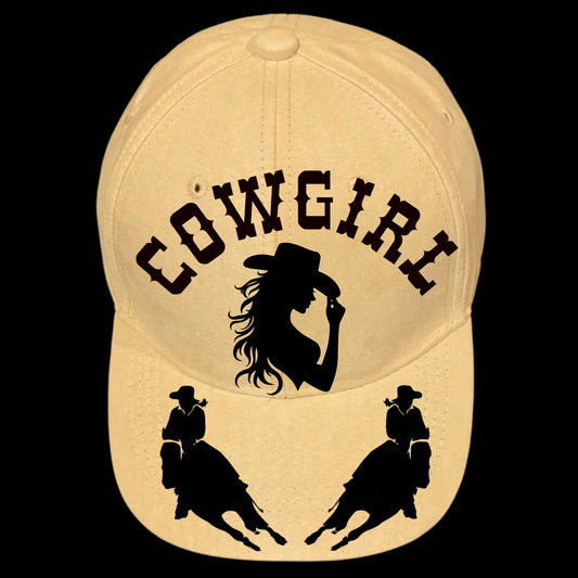 Cowgirl burned hat burning design on a baseball cap