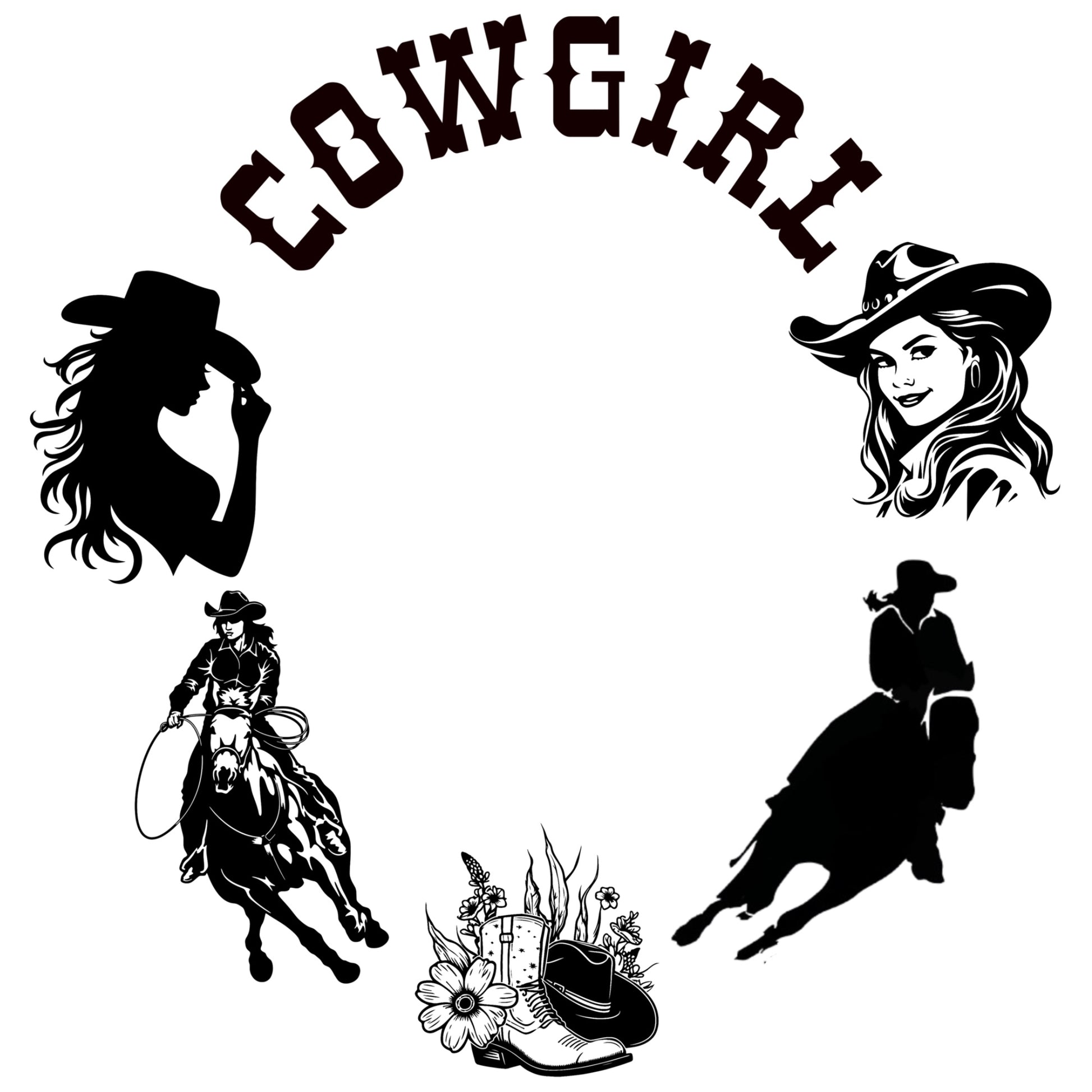 Cowgirl hat burning design for narrow brim hats