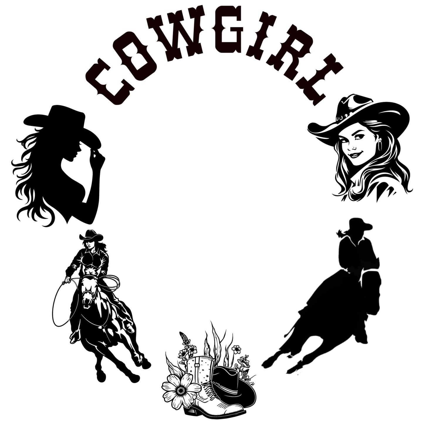 Cowgirl hat burning design for wide brim hats