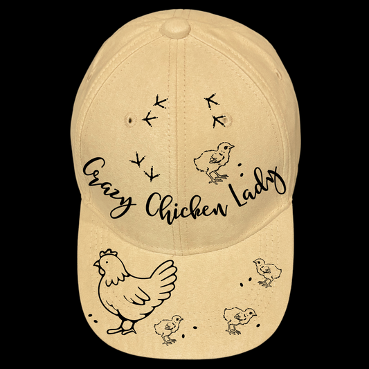 Crazy Chicken Lady design on a baseball cap