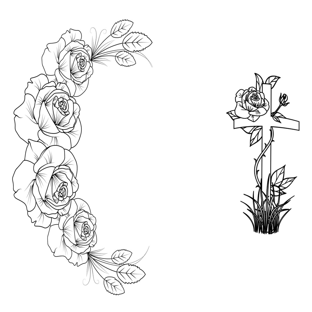 Cross And Roses hat burning design for wide brim hats.