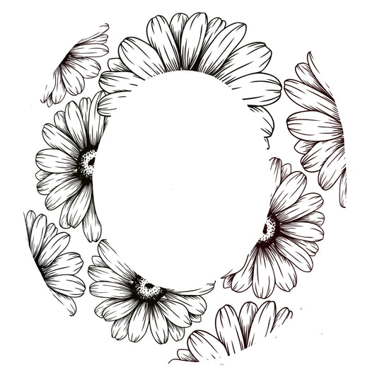 Daisies hat burning design for narrow brim hats.