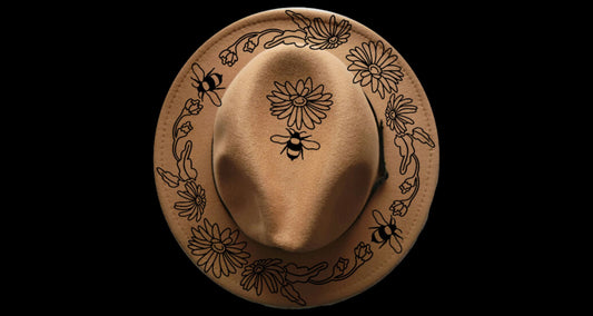 Daisy Bee design on a narrow brim hat