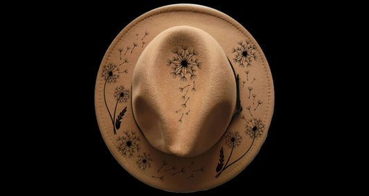 Dandelion design on a narrow brim hat
