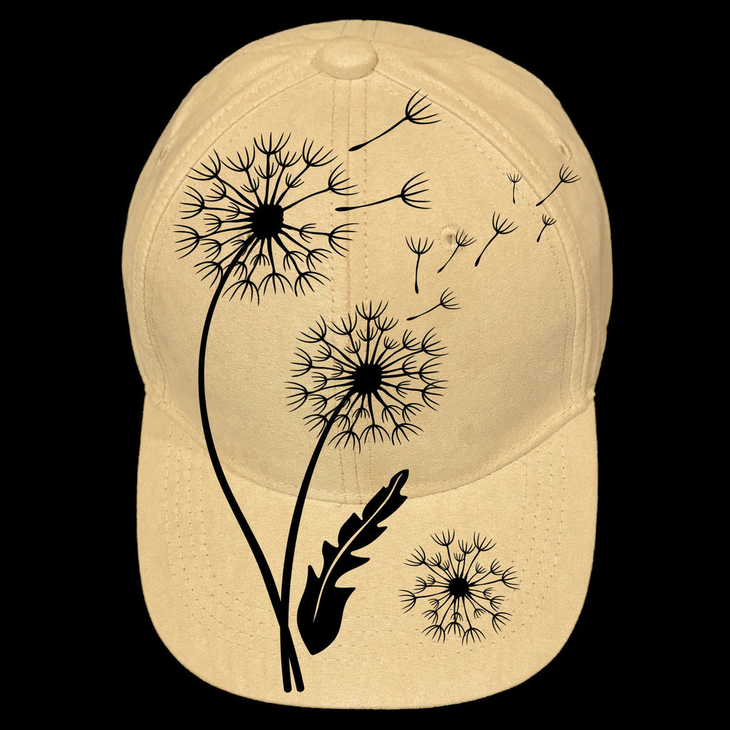 Dandelion design on a baseball cap