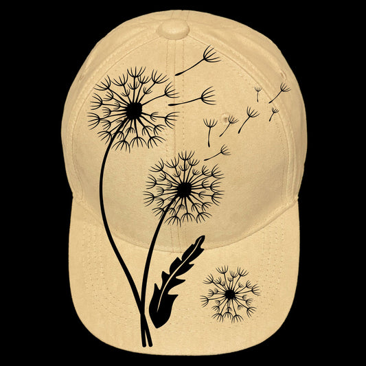Dandelion design on a baseball cap