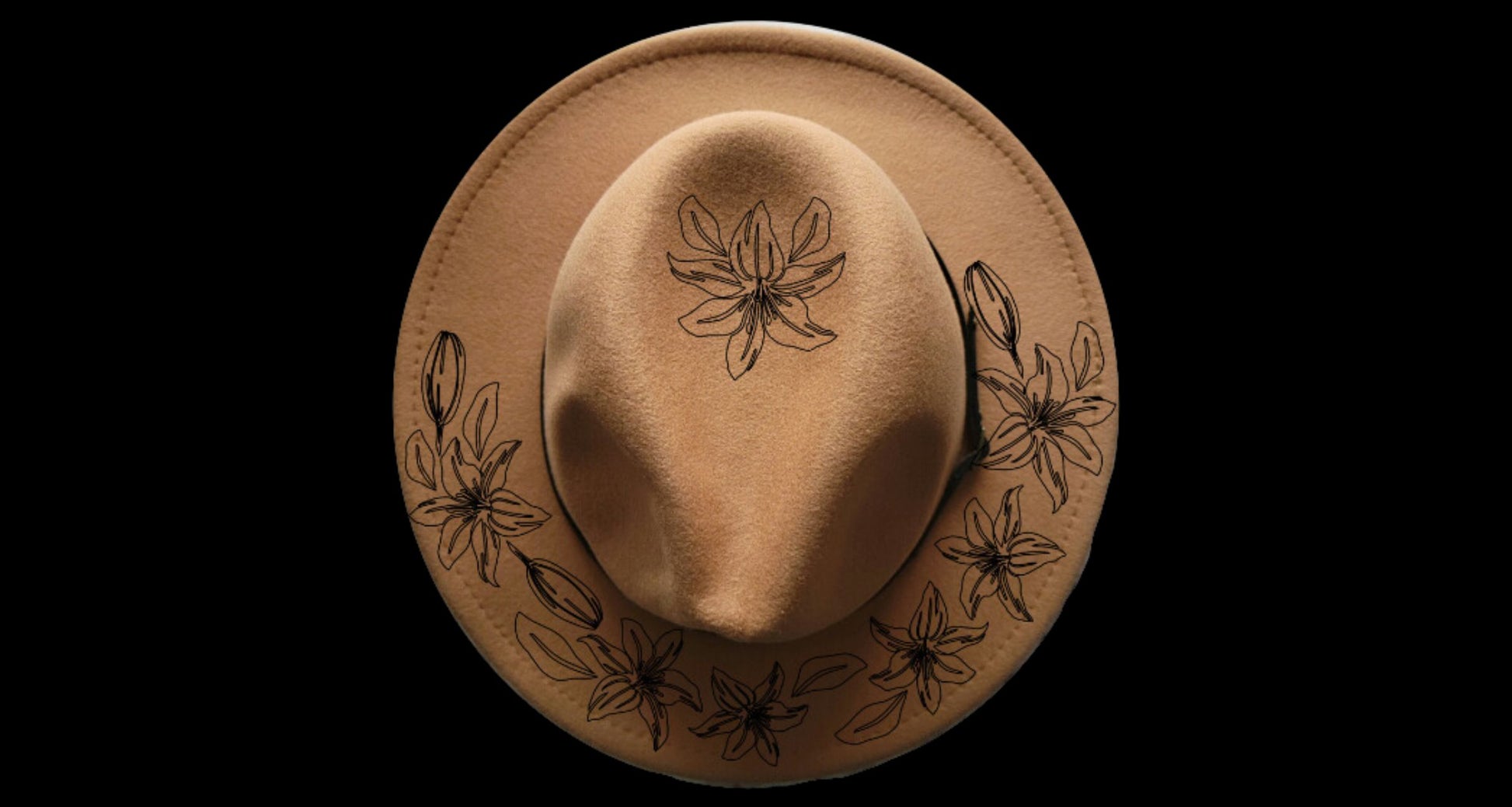 Day Lilly design on a narrow brim hat