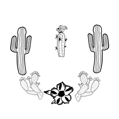 Desert Cactus Rose Traceable Wide Brim Hat Burning Design