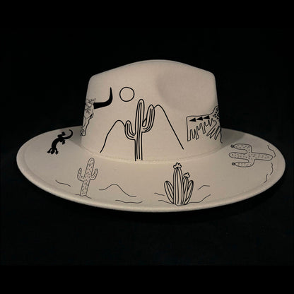 Desert Crown Traceable Wide Brim Hat Burning Design