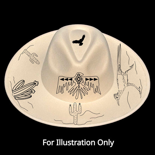 Desert Crown design on a wide brim hat