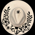Desert Roses Wreath design on a wide brim hat