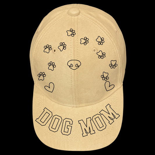 Dog Mom design on a baseball cap