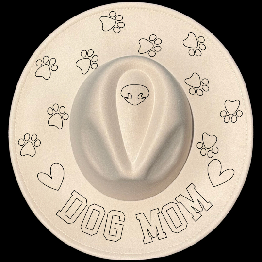 Dog Mom tracing on a wide brim hat