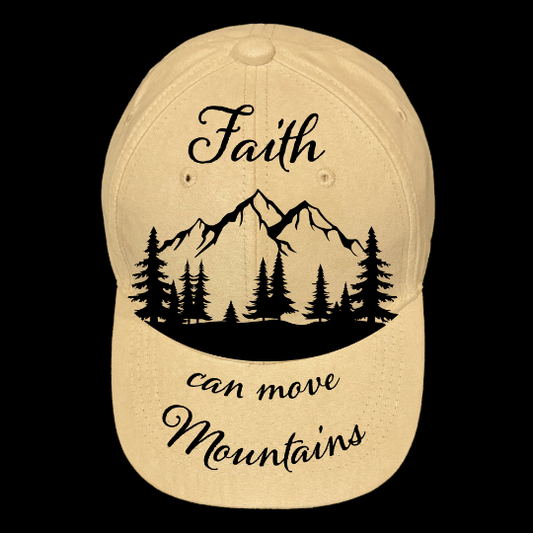 Faith Moves Mountain design on a baseball cap