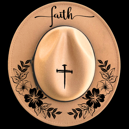 Faith Wreath design on a narrow brim hat