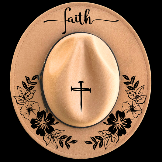 Faith Wreath design on a narrow brim hat
