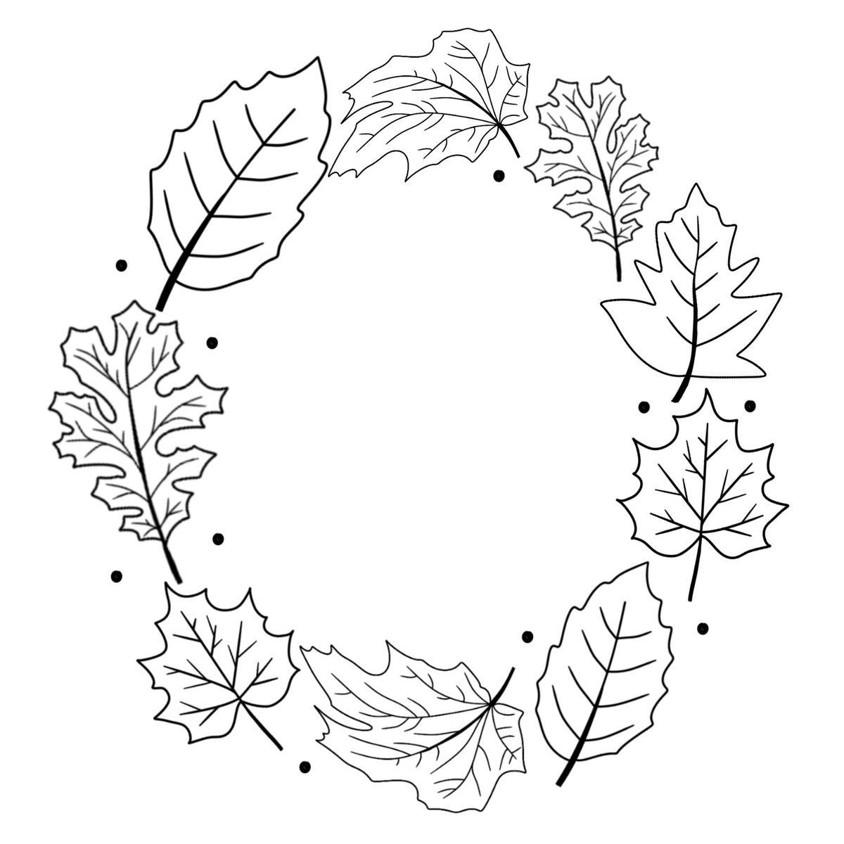 A wreath of leaves design on a white background