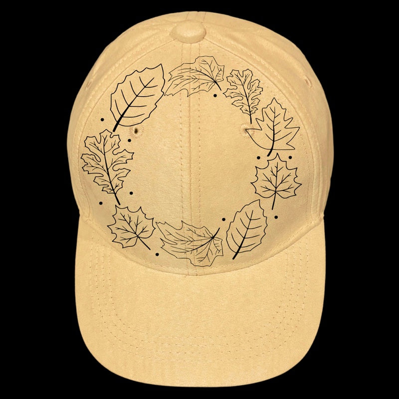 Fallen Leaf Wreath design on a baseball cap