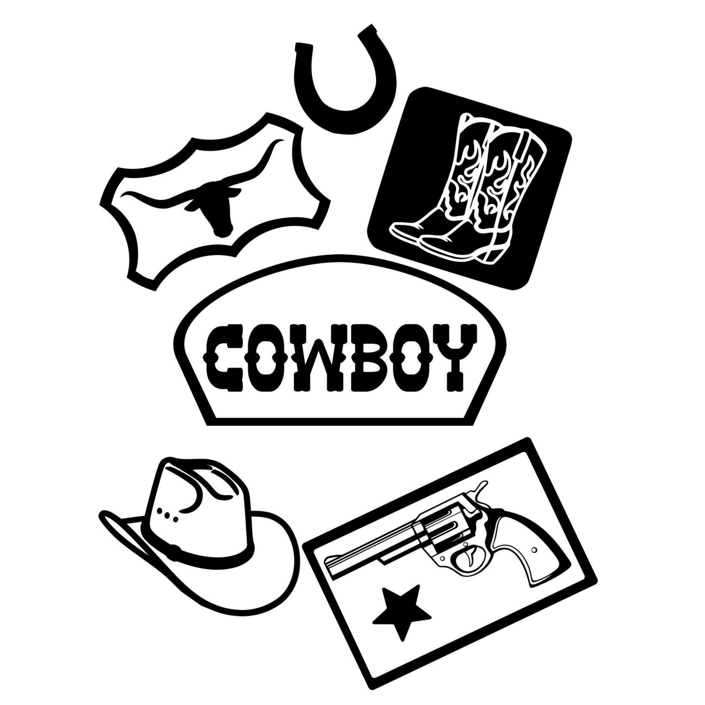 Faux Cowboy Patch hat burning design for baseball hats.