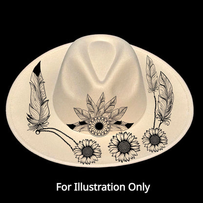 Feathered Dreamcatcher front view on a wide brim hat