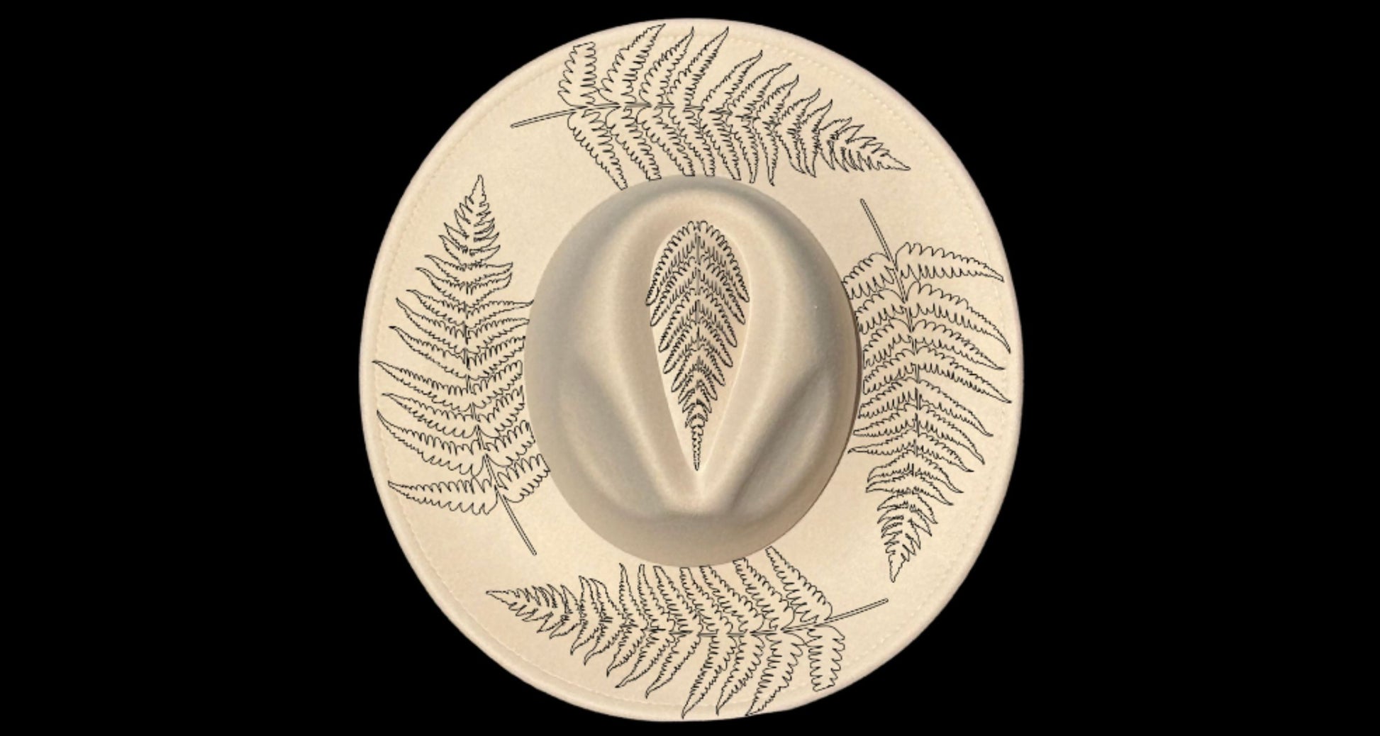 Feather Wreath tracing on a wide brim hat