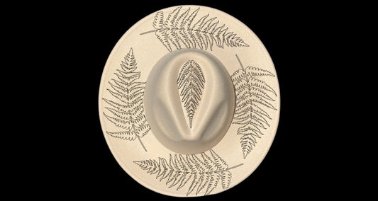 Feather Wreath tracing on a wide brim hat