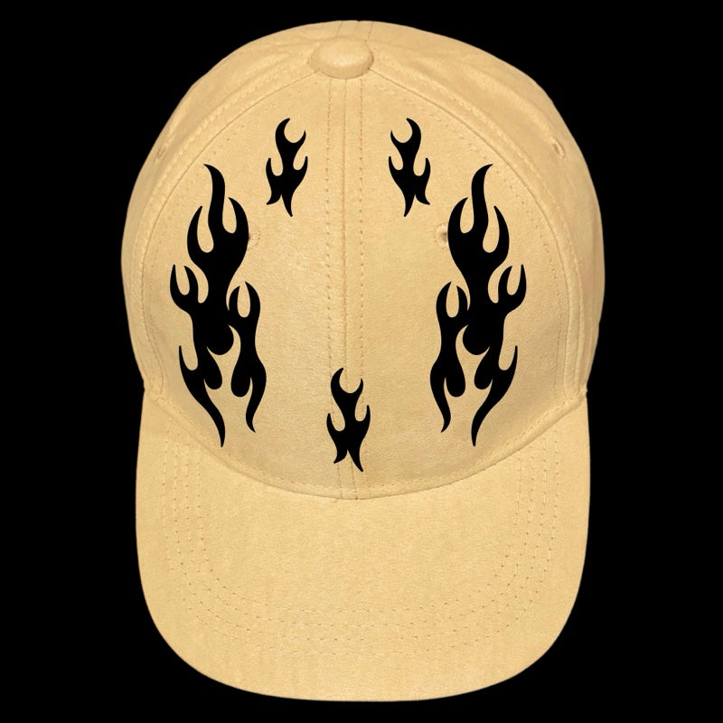 Black flames design on a baseball cap