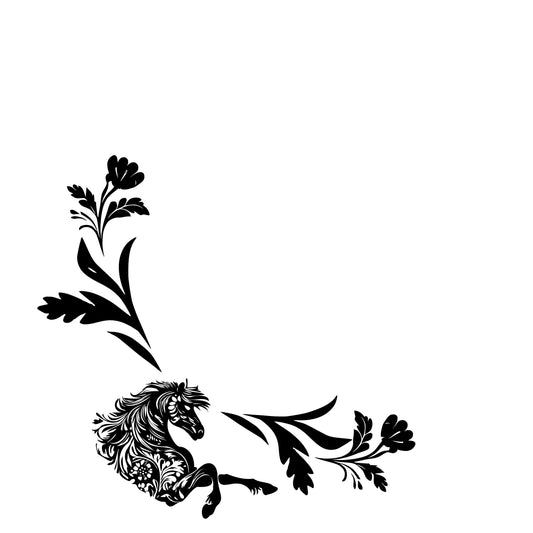 Floral Horse hat burning design