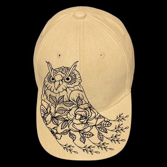 Floral Owl design on a baseball cap