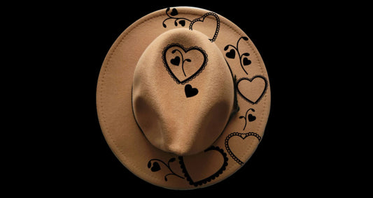 Valentines Hearts design on a narrow brim hat