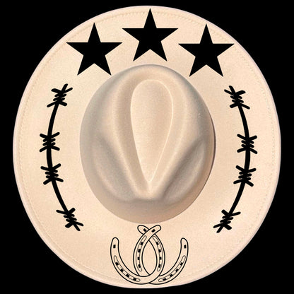 Horseshoes Stars design on a wide brim hat