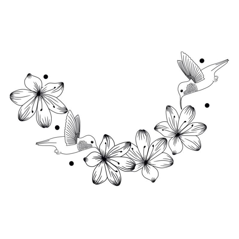 Hummingbird and flowers design on a white background