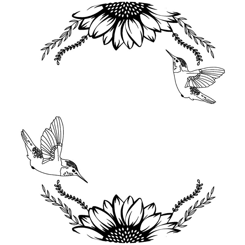 Hummingbirds & Sunflowers hat burning design