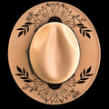 Half sunflower design on a narrow brim hat