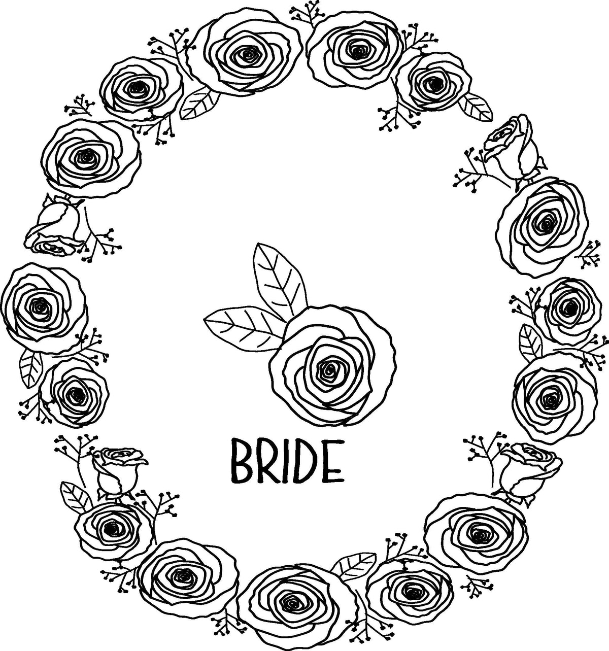 Roses wreath bride design on a white background
