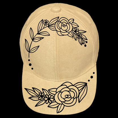 Floral Spray Baseball Cap Hat Burning Design