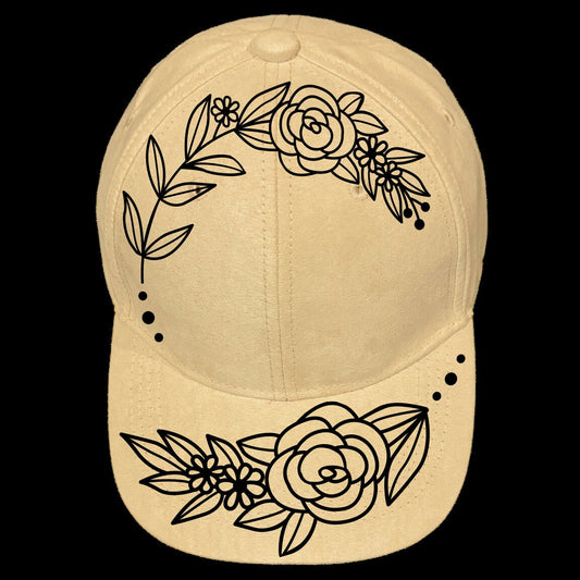Floral Spray Baseball Cap Hat Burning Design