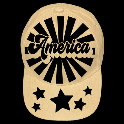 America Stars Baseball Cap Hat Burning Design
