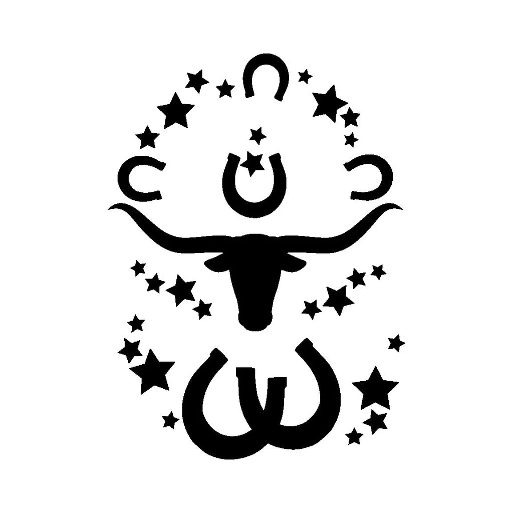 Horseshoes and stars design on a white background