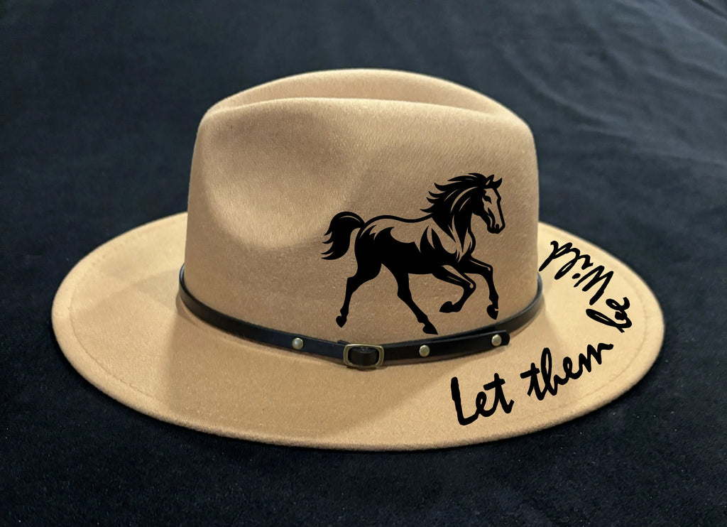 Let them be wild horse design on wide brim hat.