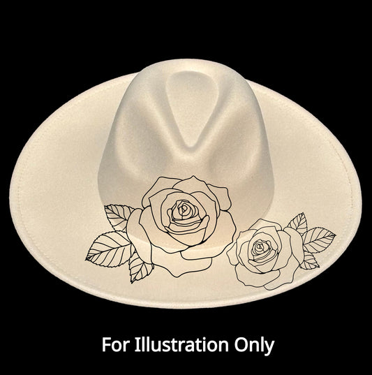 Double Rose design on a wide brim hat