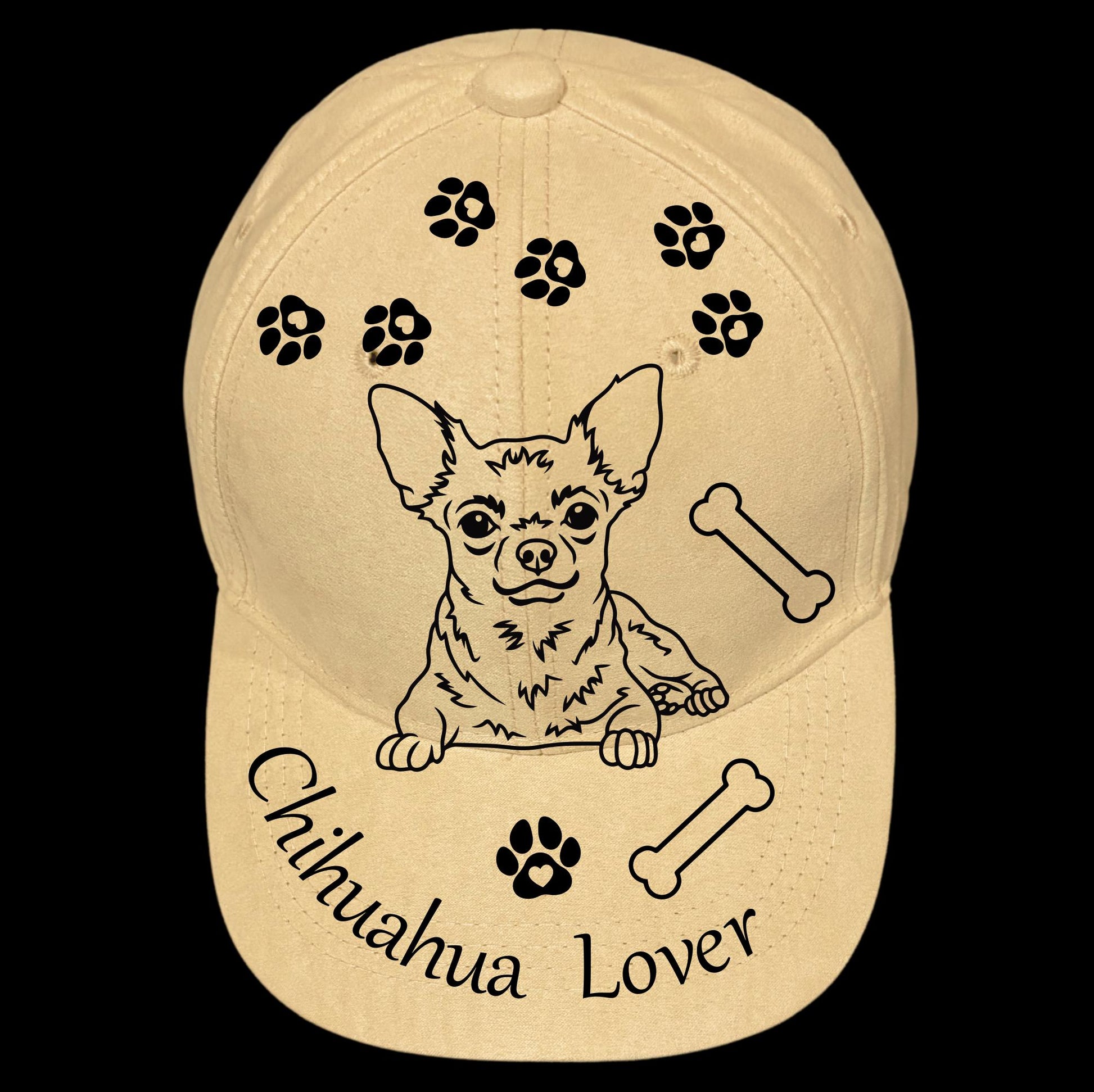 Chihuahua Lover burned hat burning design on a baseball cap