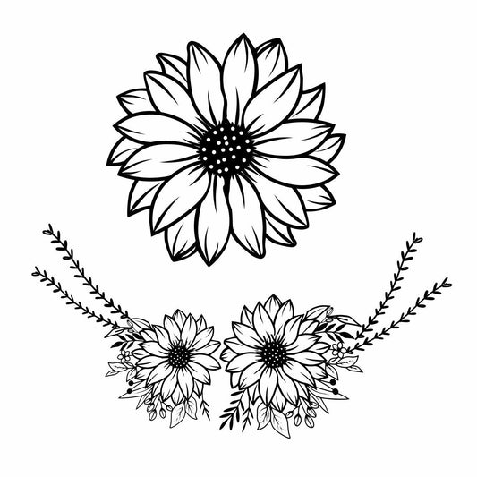 Sunflower Bouquet hat burning design for baseball hats