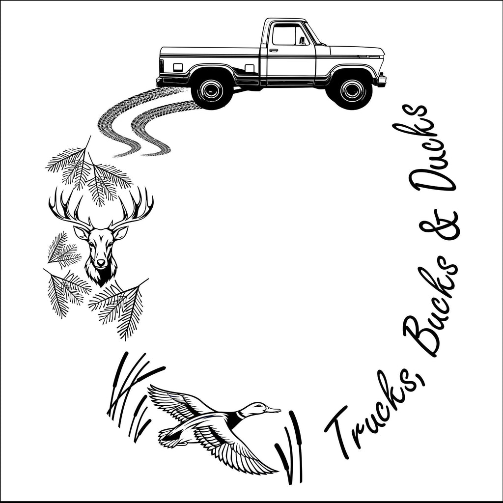 Trucks Bucks And Ducks hat burning design for wide brim hats