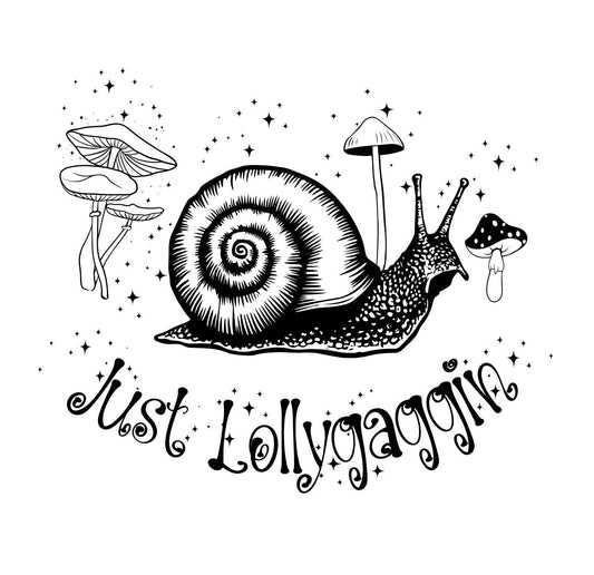 Just Lollygagging hat burning design for baseball caps