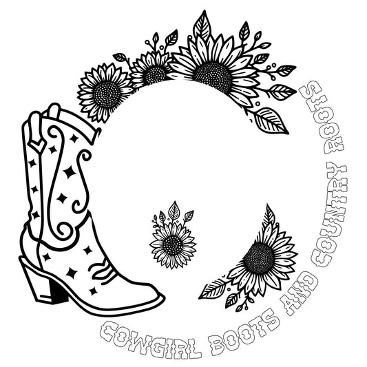 Country Roots And Cowgirl Boots hat burning design for wide brim hats.